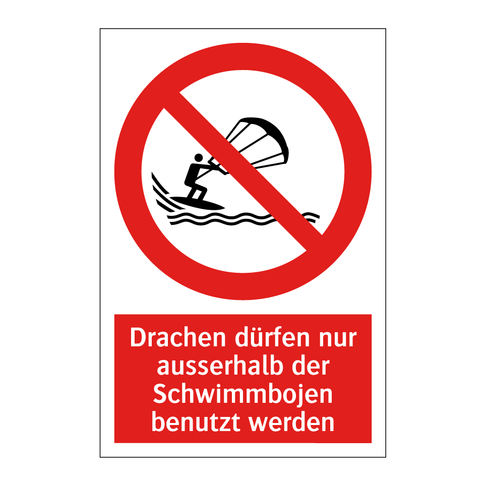 Drachen dürfen nur ausserhalb der Schwimmbojen benutzt werden