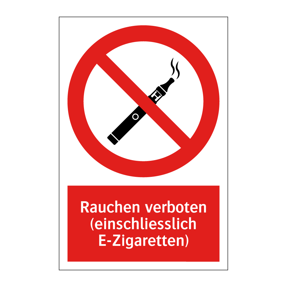 Rauchen verboten (einschliesslich E-Zigaretten)