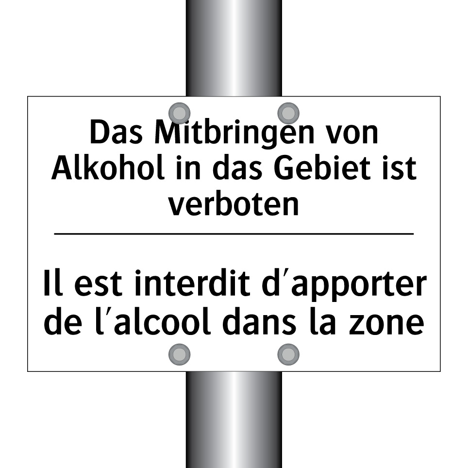 Das Mitbringen von Alkohol in /.../ - Il est interdit d'apporter de /.../