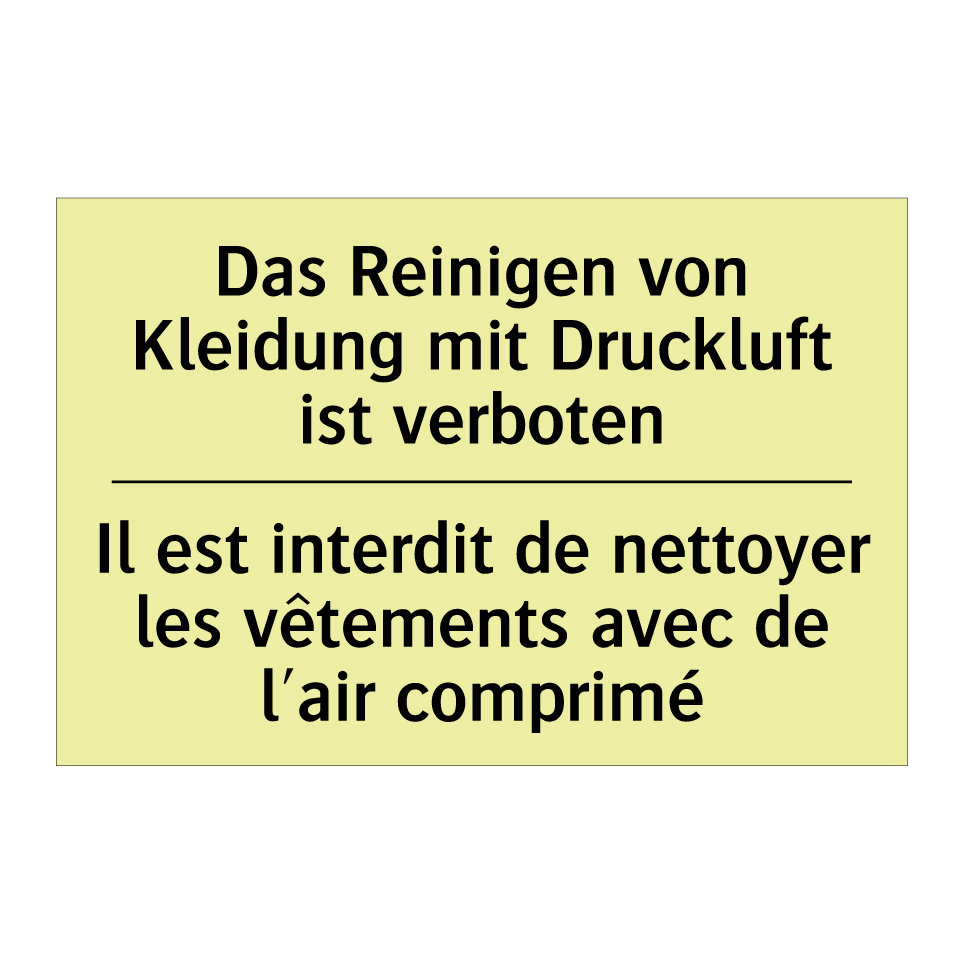 Das Reinigen von Kleidung mit /.../ - Il est interdit de nettoyer les /.../