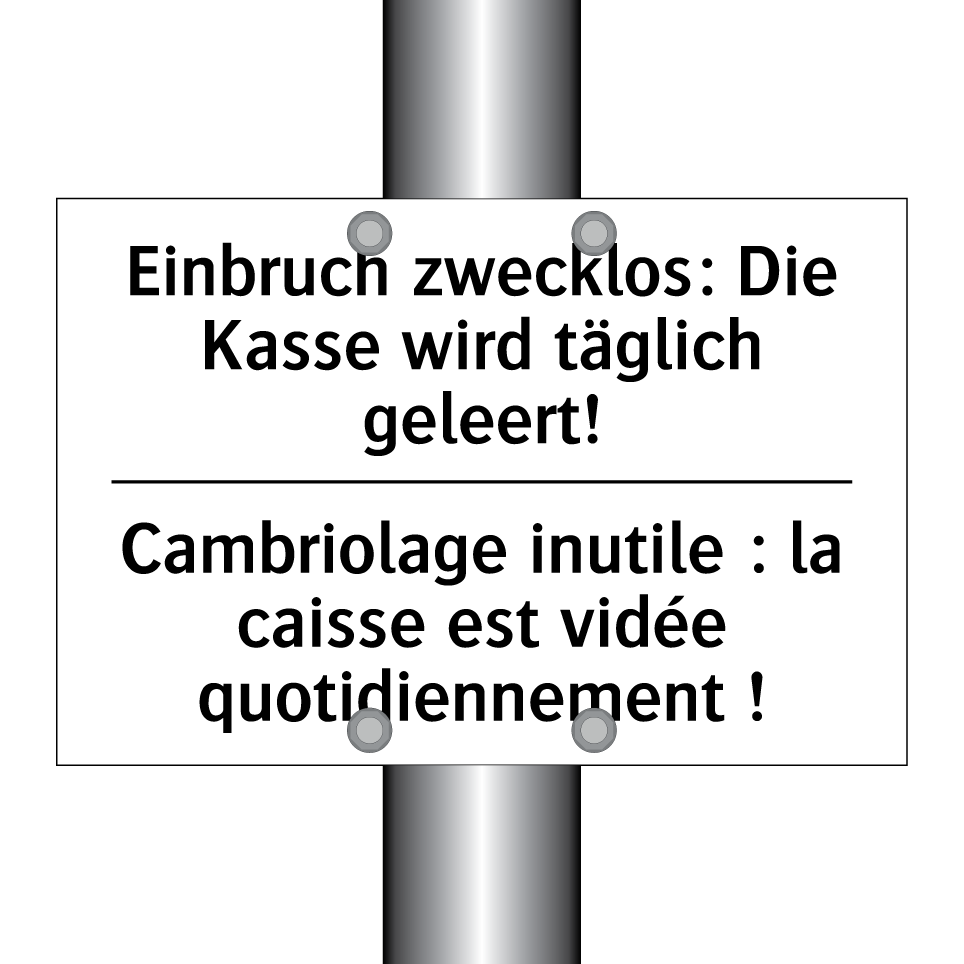 Einbruch zwecklos: Die Kasse wird /.../ - Cambriolage inutile : la caisse /.../
