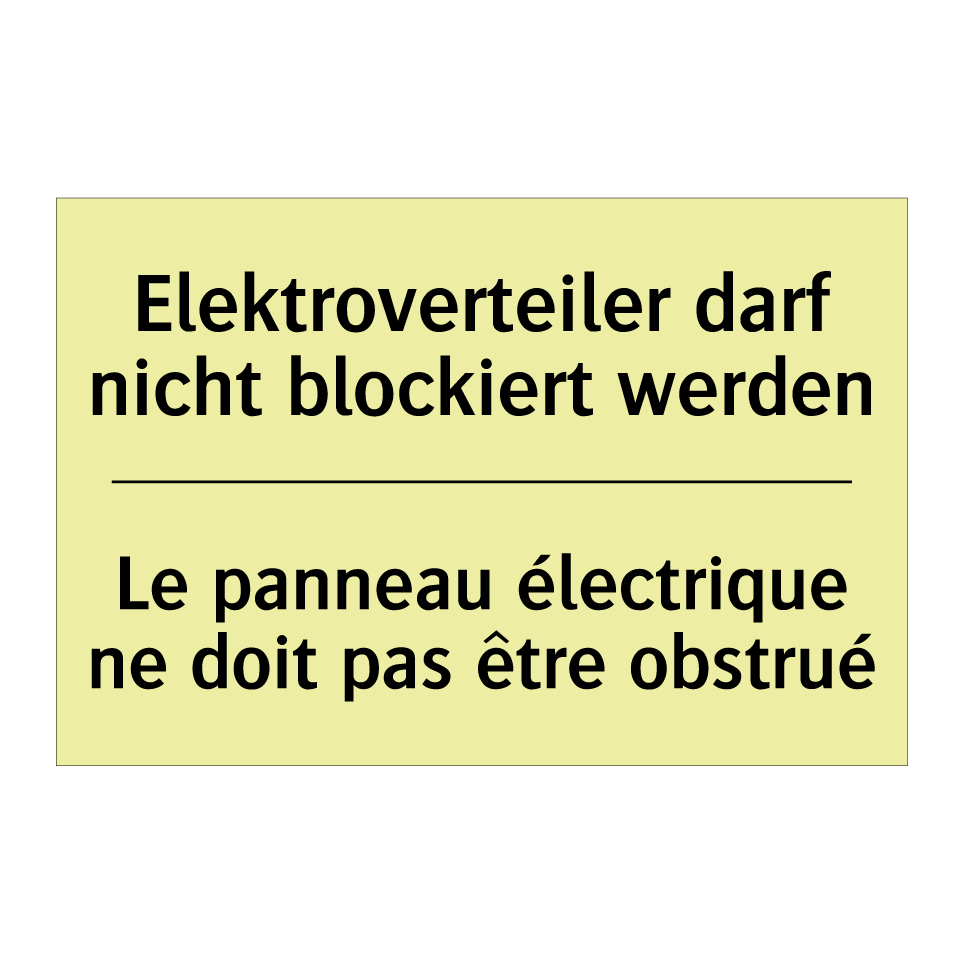 Elektroverteiler darf nicht blockiert /.../ - Le panneau électrique ne doit /.../