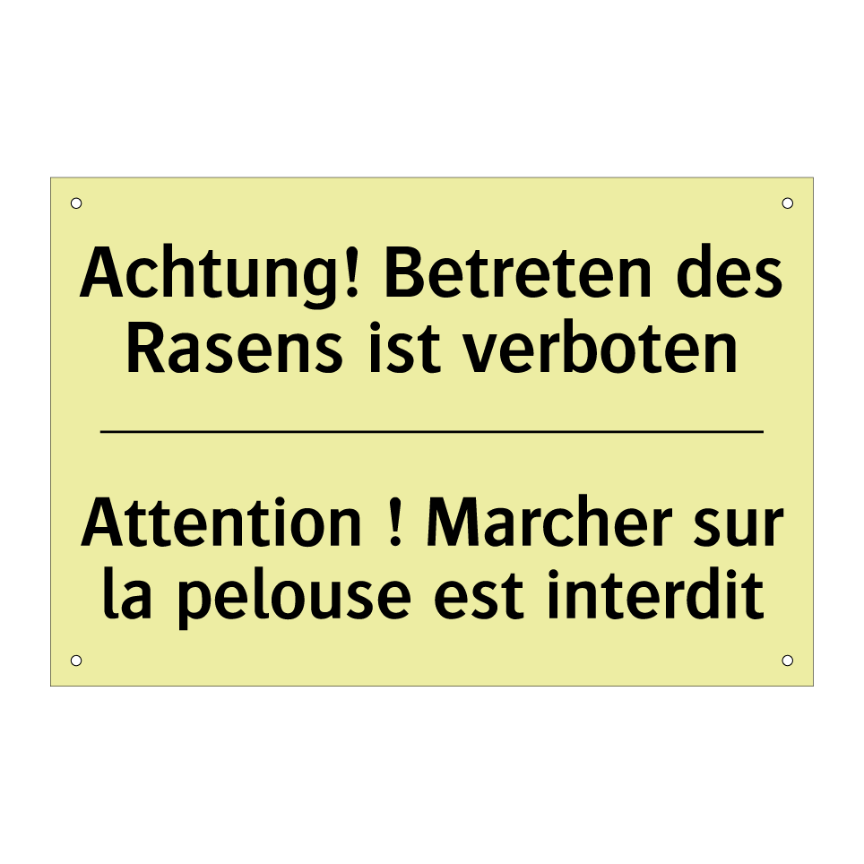 Achtung! Betreten des Rasens ist /.../ - Attention ! Marcher sur la pelouse /.../