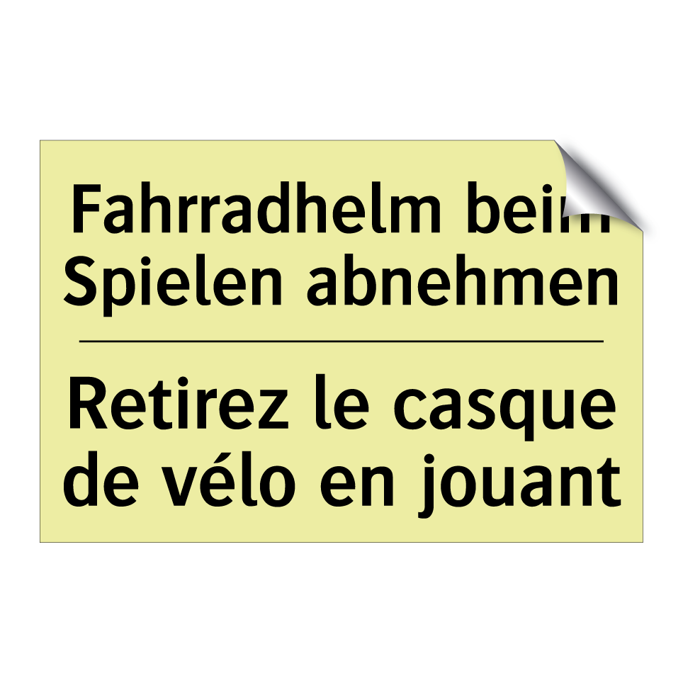 Fahrradhelm beim Spielen abnehmen /.../ - Retirez le casque de vélo en jouant /.../