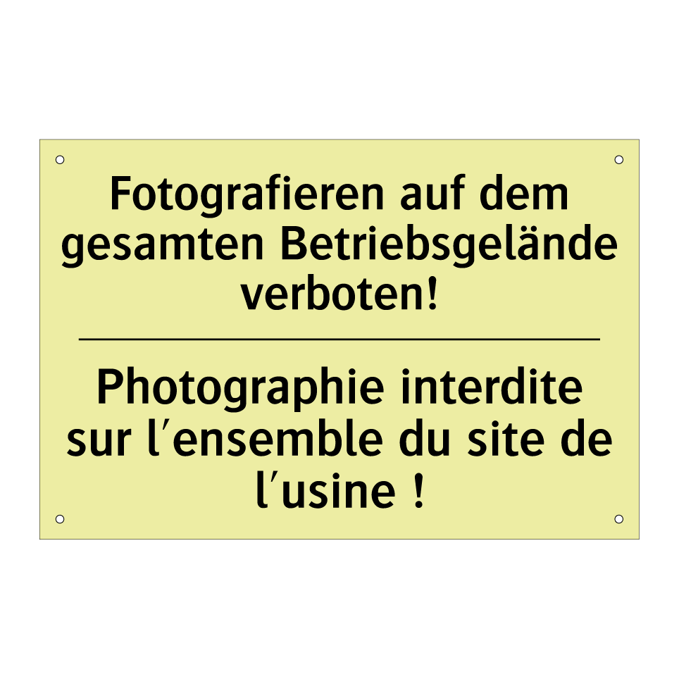 Fotografieren auf dem gesamten /.../ - Photographie interdite sur l'ensemble /.../