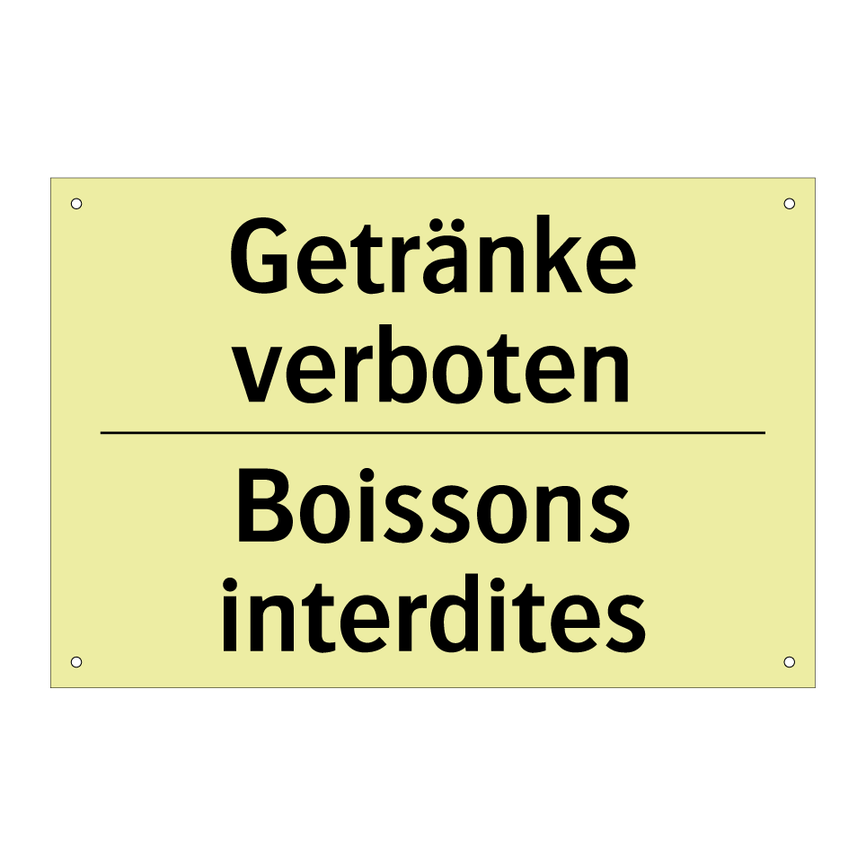 Getränke verboten - Boissons interdites