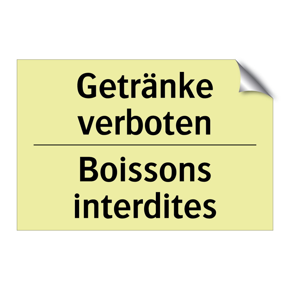 Getränke verboten - Boissons interdites