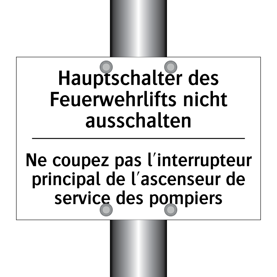 Hauptschalter des Feuerwehrlifts /.../ - Ne coupez pas l'interrupteur principal /.../