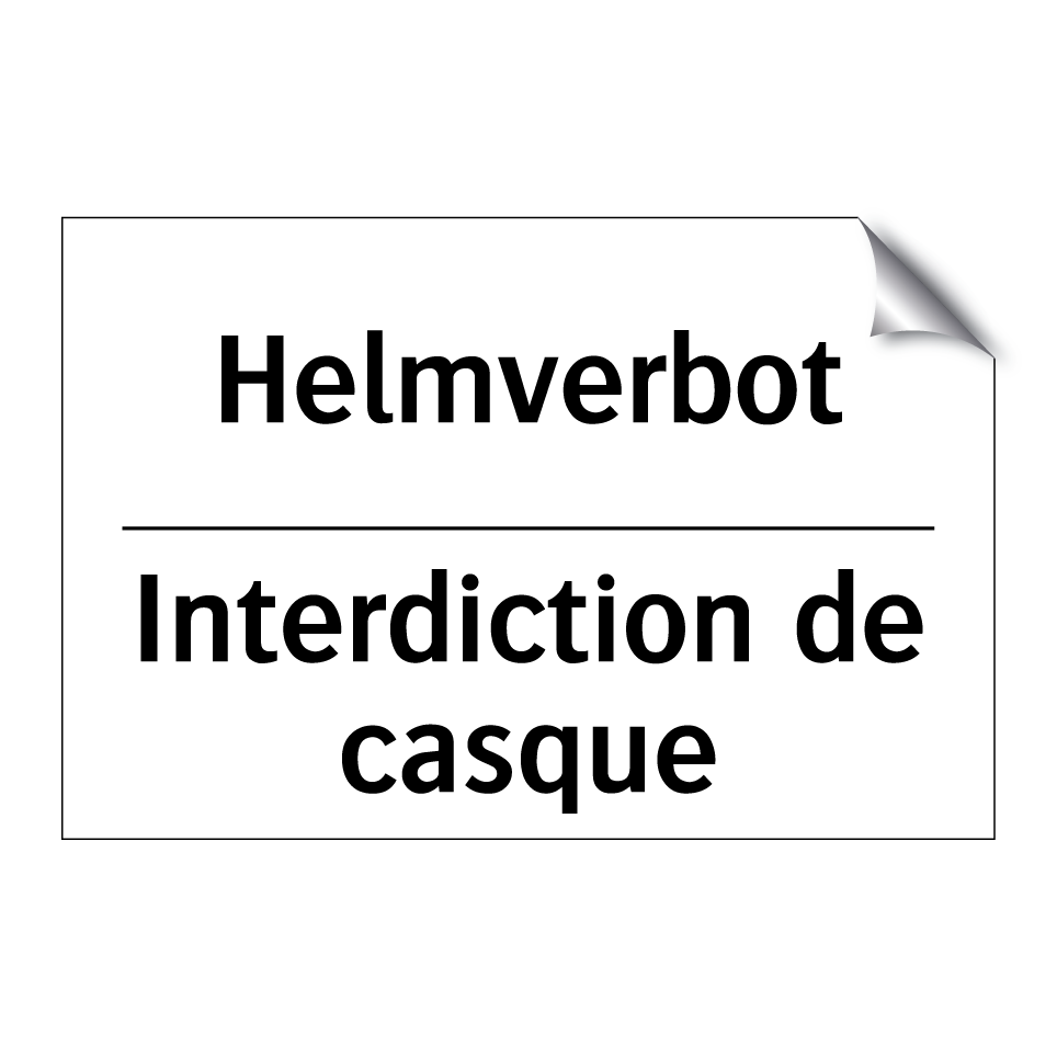 Helmverbot - Interdiction de casque
