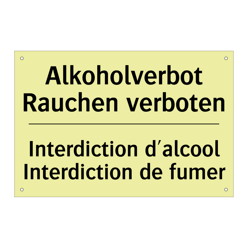 Alkoholverbot Rauchen verboten - Interdiction d'alcool Interdiction /.../