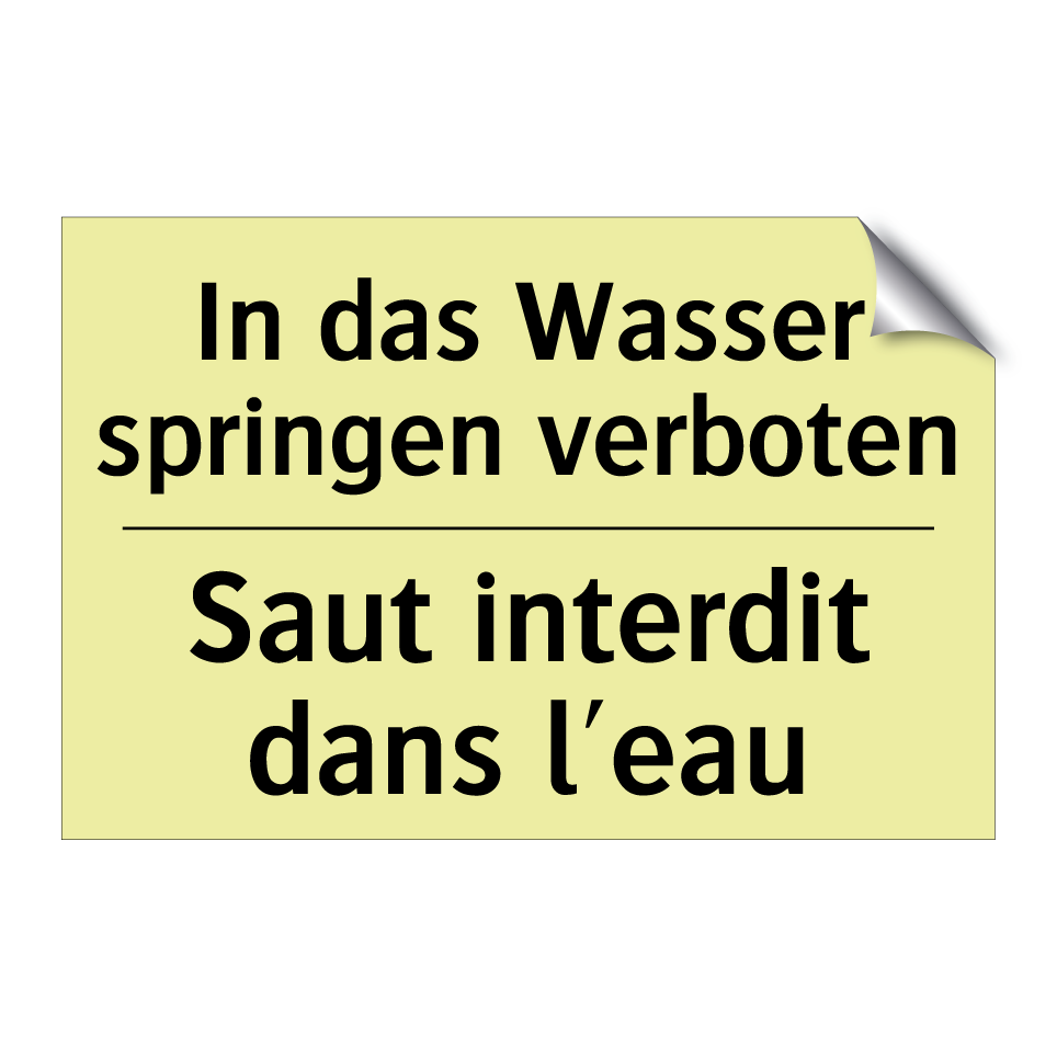 In das Wasser springen verboten /.../ - Saut interdit dans l'eau