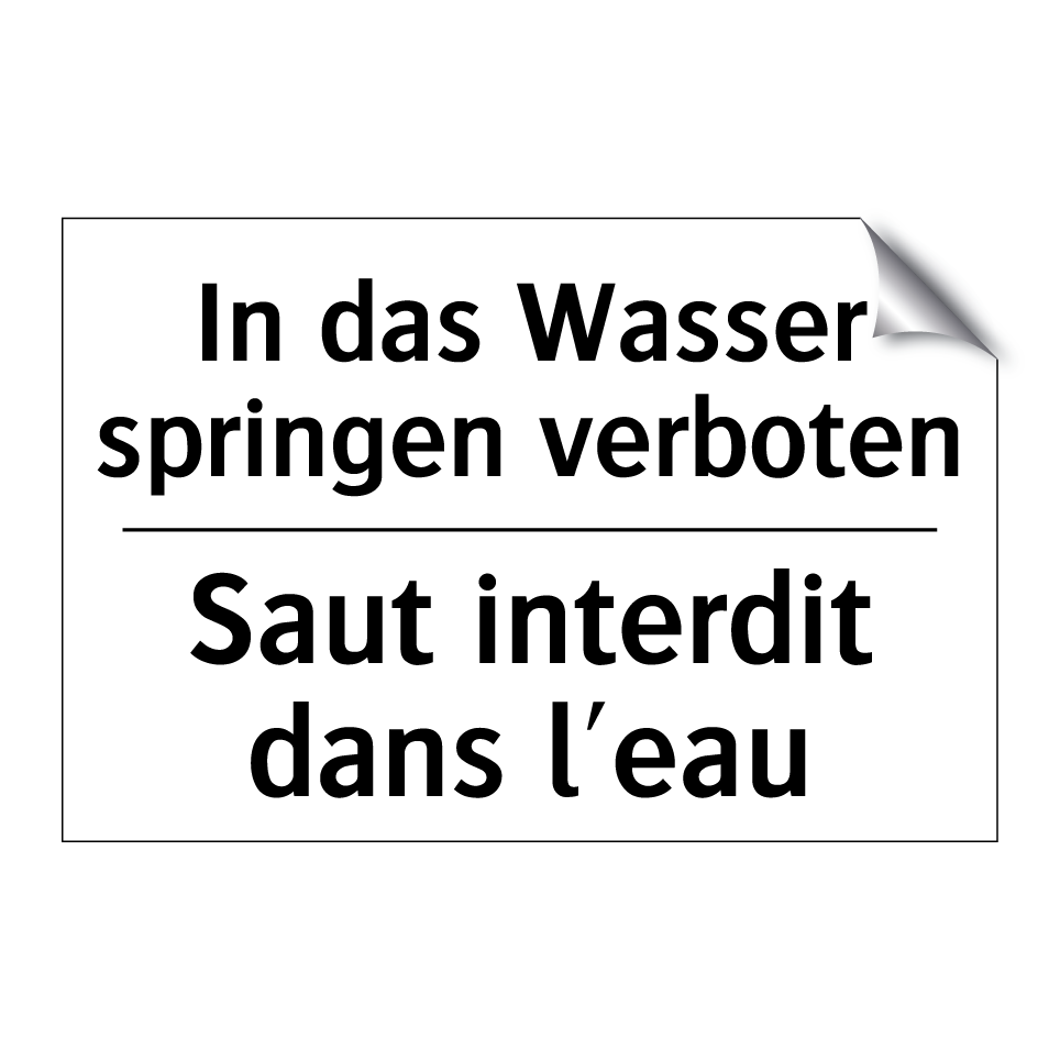 In das Wasser springen verboten /.../ - Saut interdit dans l'eau