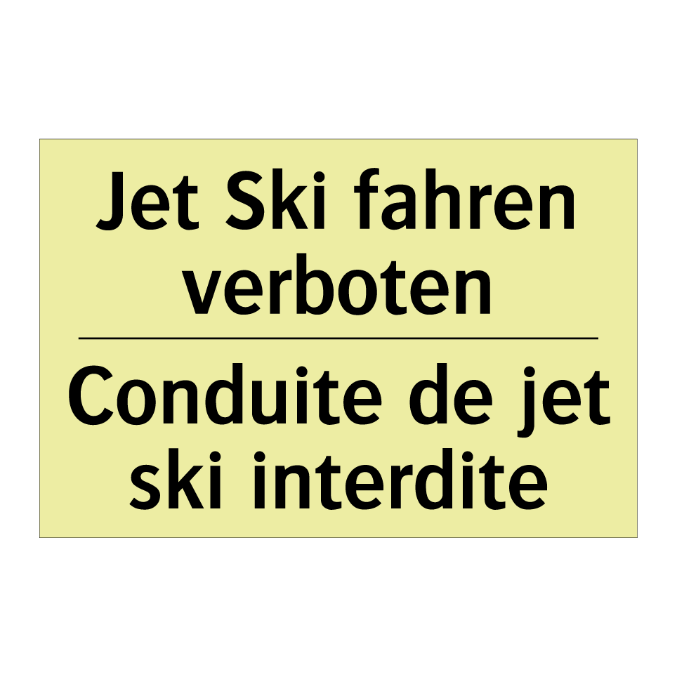 Jet Ski fahren verboten - Conduite de jet ski interdite