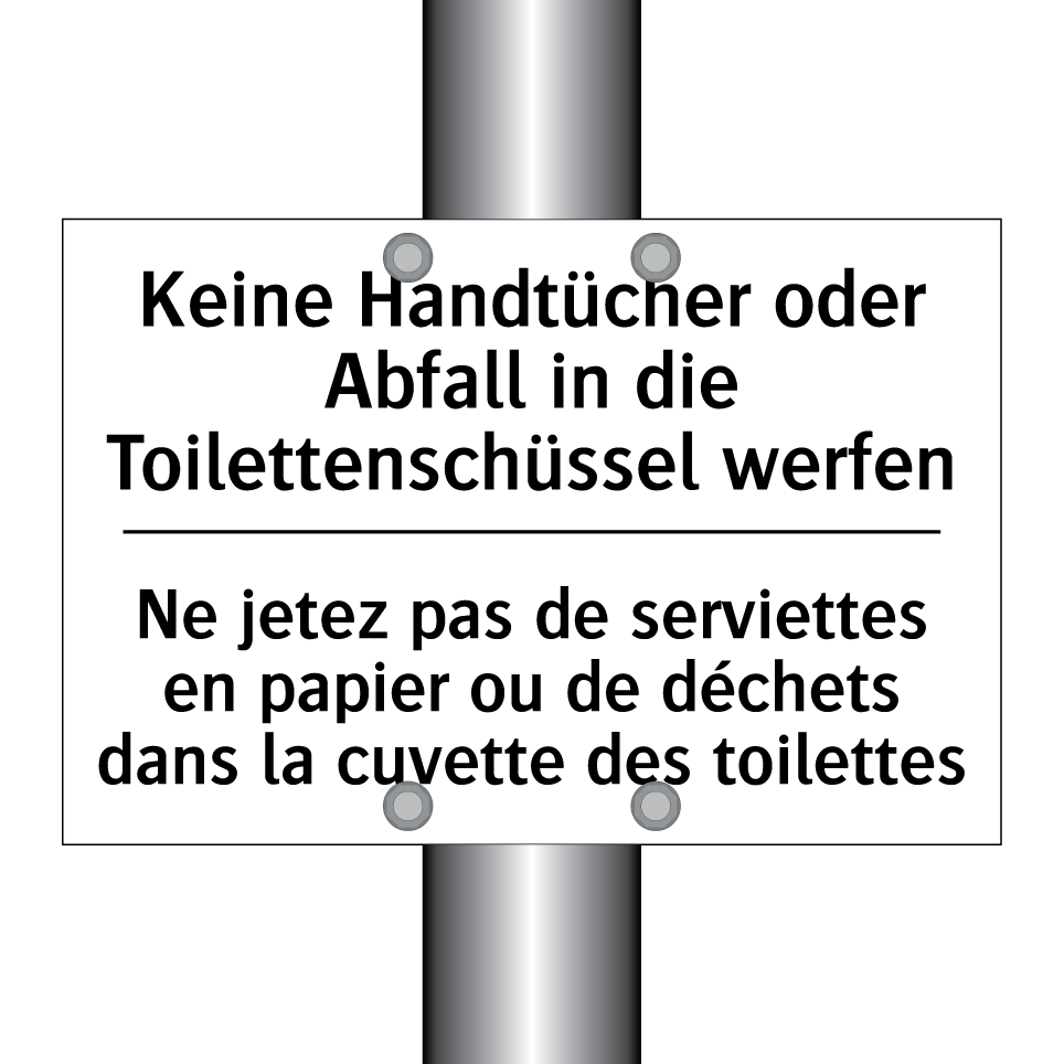 Keine Handtücher oder Abfall in /.../ - Ne jetez pas de serviettes en /.../