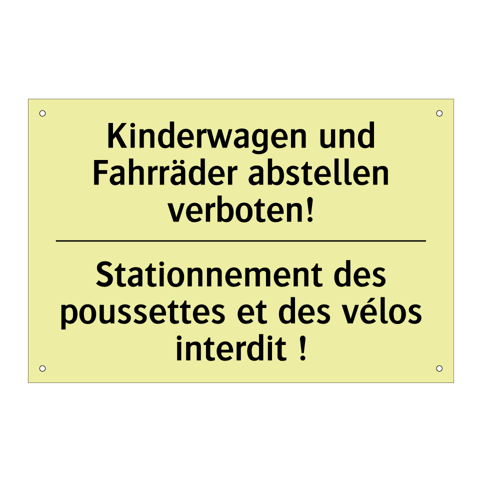 Kinderwagen und Fahrräder abstellen /.../ - Stationnement des poussettes et /.../