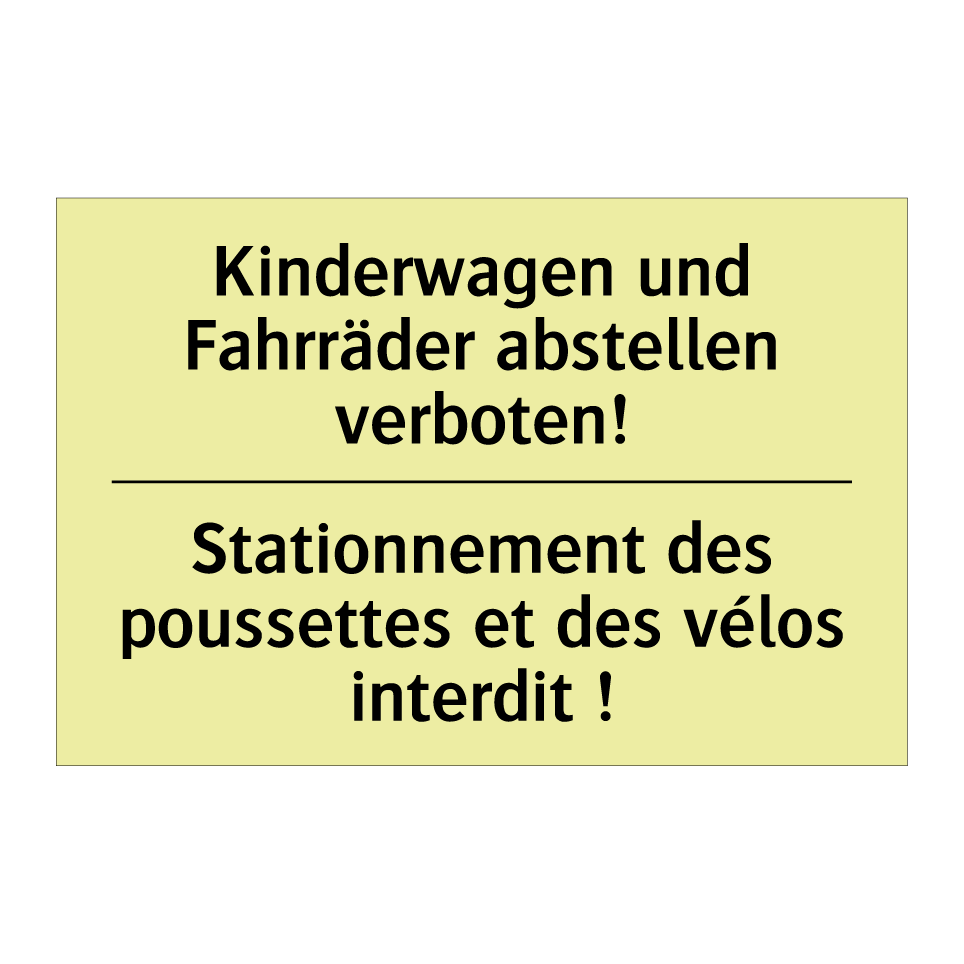 Kinderwagen und Fahrräder abstellen /.../ - Stationnement des poussettes et /.../