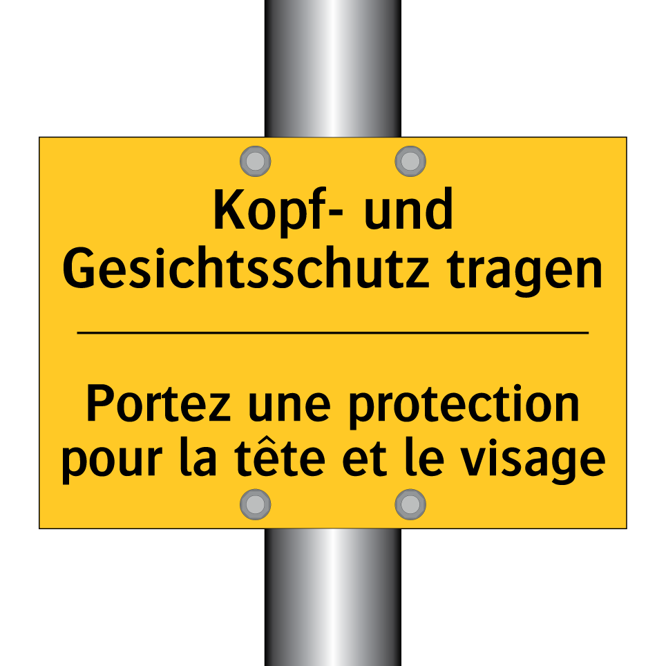 Kopf- und Gesichtsschutz tragen /.../ - Portez une protection pour la  /.../