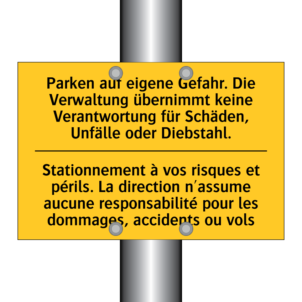 Parken auf eigene Gefahr. Die  /.../ - Stationnement à vos risques et  /.../