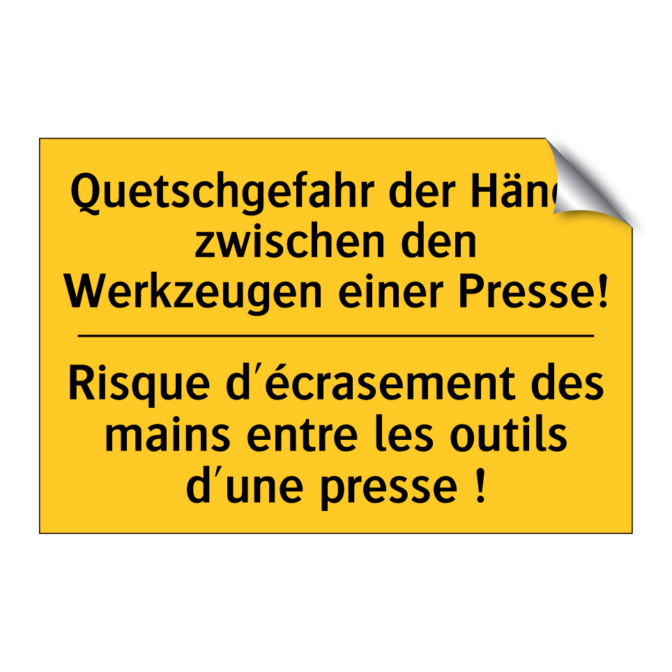 Quetschgefahr der Hände zwischen  /.../ - Risque d'écrasement des mains  /.../