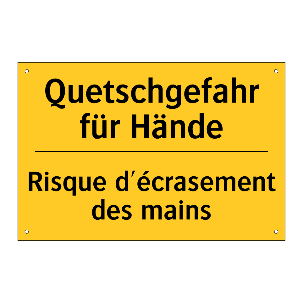 Quetschgefahr für Hände - Risque d'écrasement des mains
