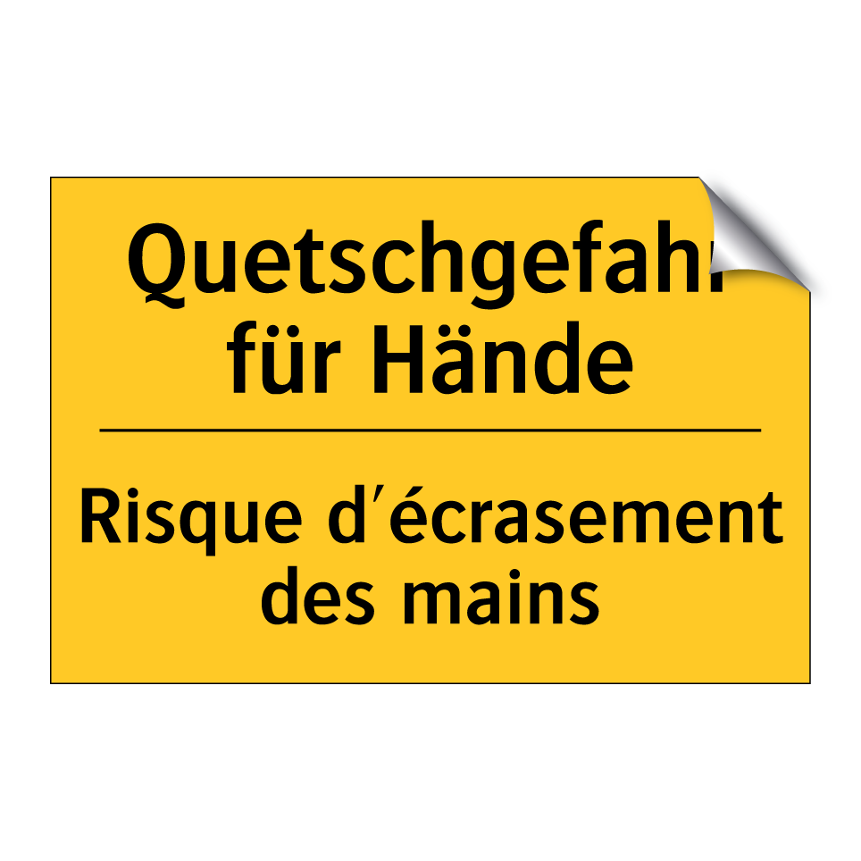 Quetschgefahr für Hände - Risque d'écrasement des mains
