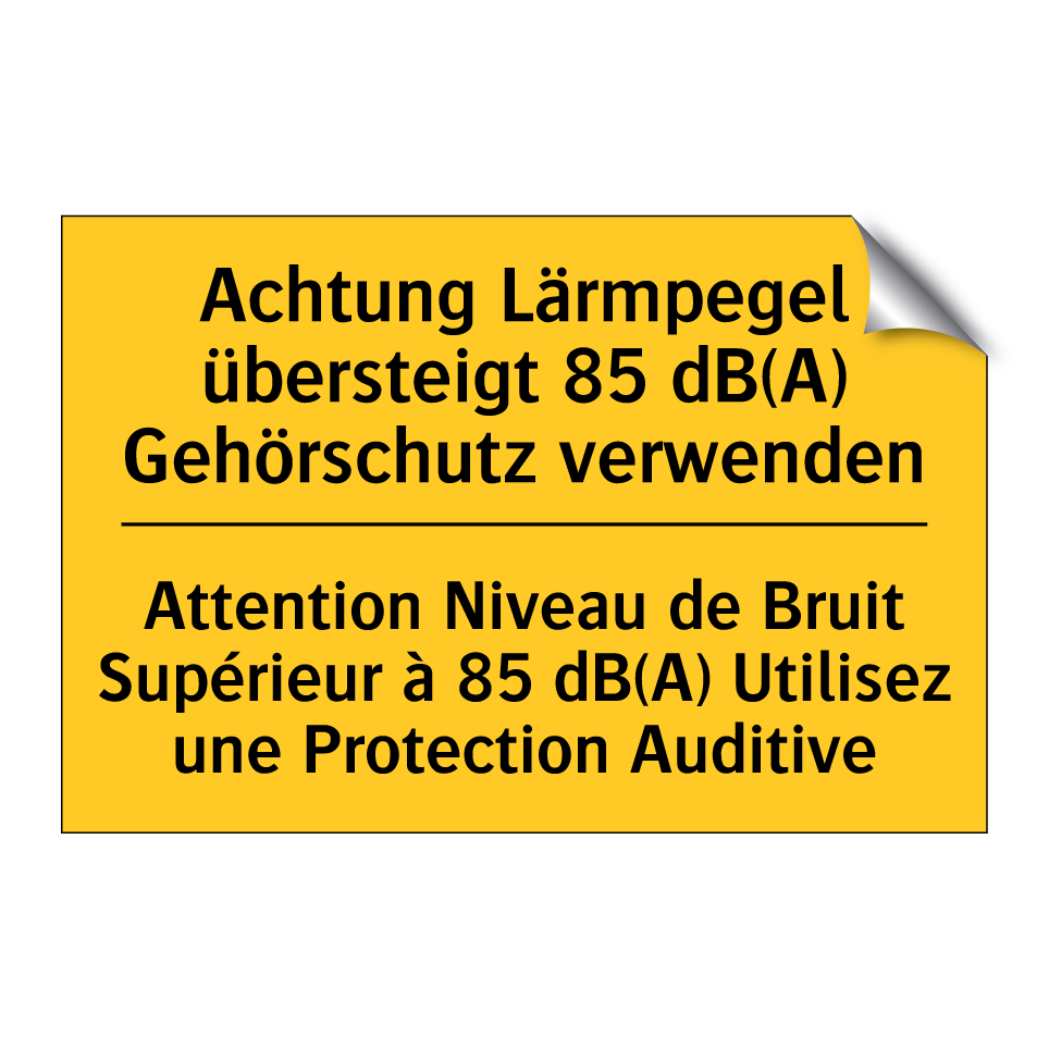 Achtung Lärmpegel übersteigt 85  /.../ - Attention Niveau de Bruit Supérieur  /.../