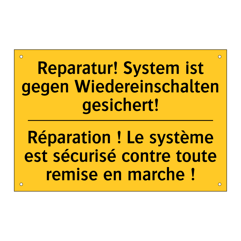 Reparatur! System ist gegen Wiedereinschalten  /.../ - Réparation ! Le système est sécurisé  /.../