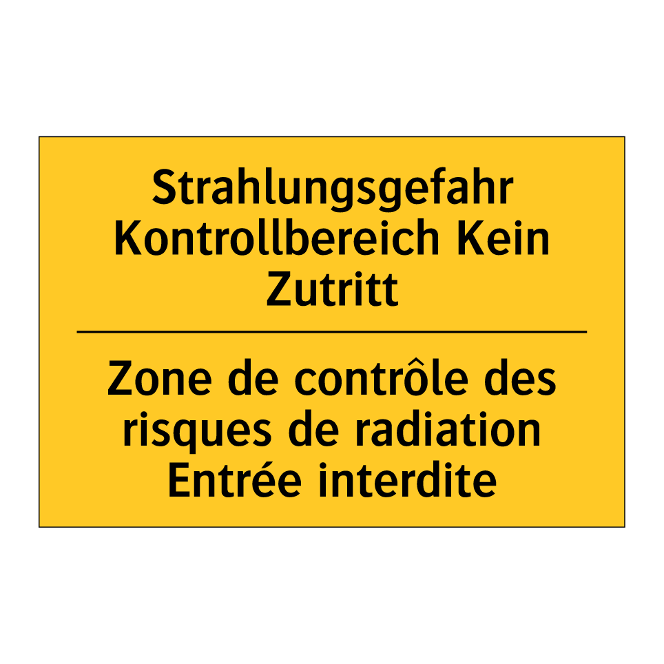 Strahlungsgefahr Kontrollbereich  /.../ - Zone de contrôle des risques de  /.../