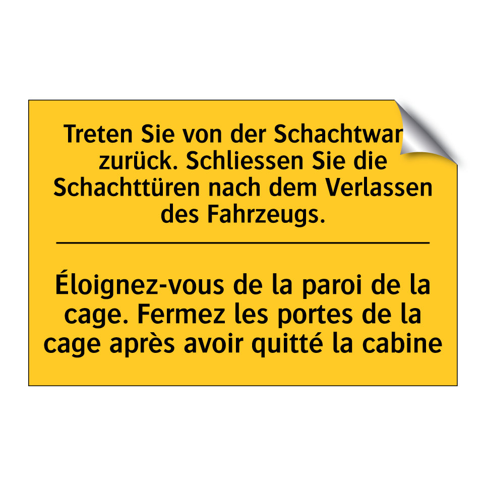 Treten Sie von der Schachtwand  /.../ - Éloignez-vous de la paroi de la  /.../
