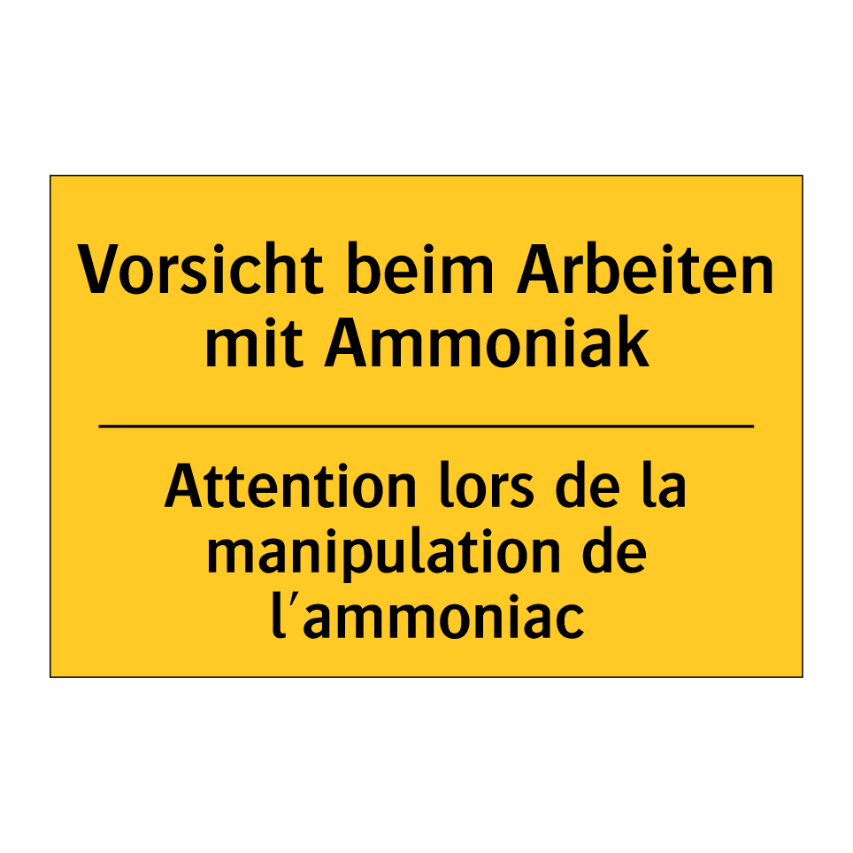 Vorsicht beim Arbeiten mit Ammoniak /.../ - Attention lors de la manipulation  /.../