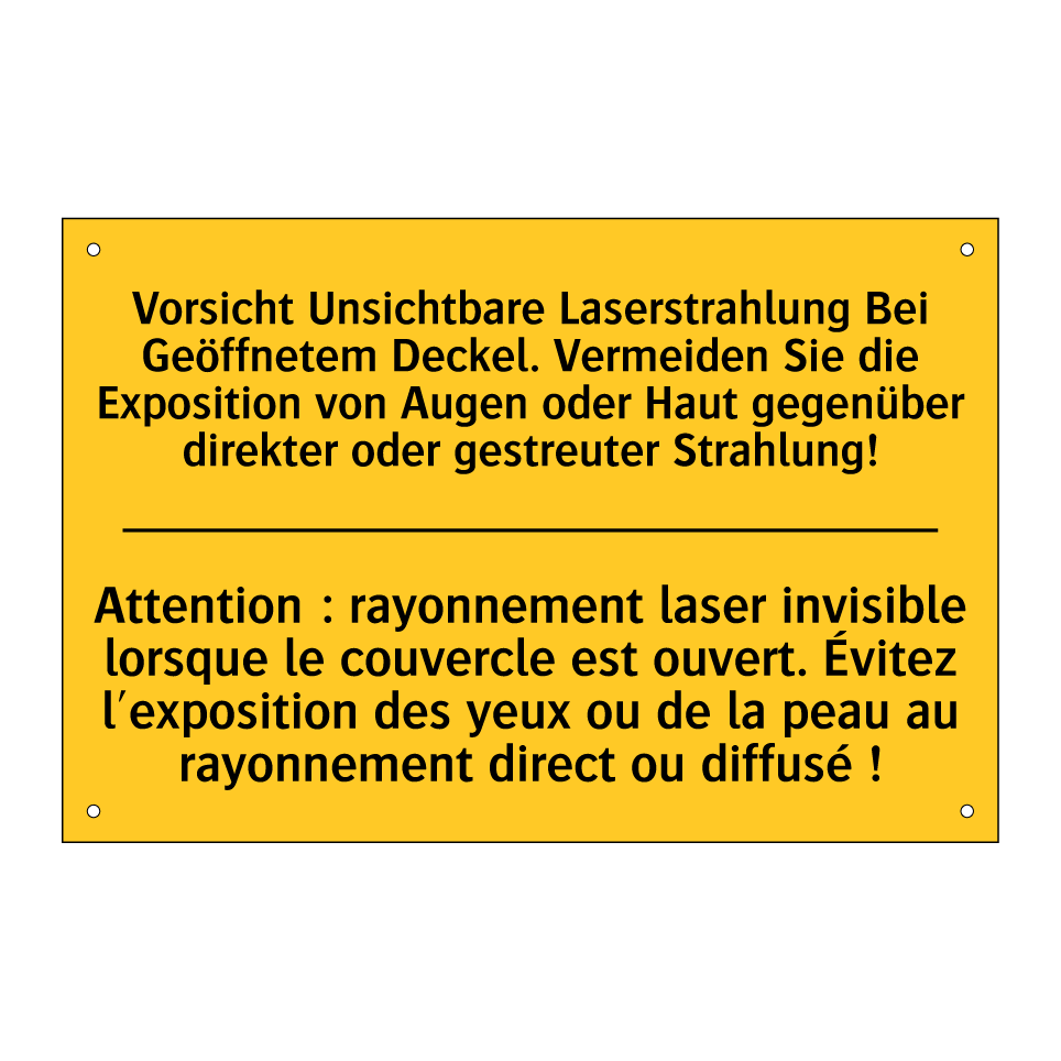 Vorsicht Unsichtbare Laserstrahlung  /.../ - Attention : rayonnement laser  /.../
