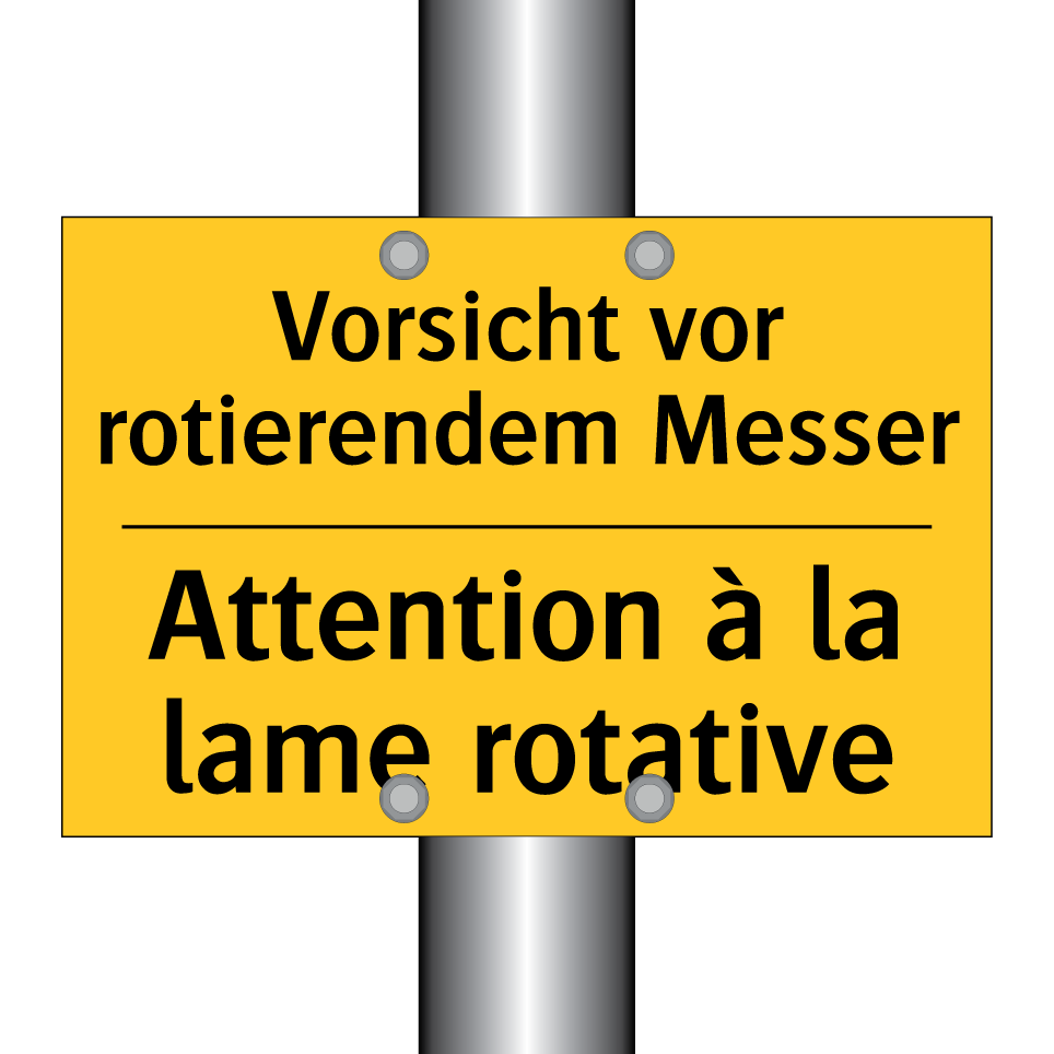 Vorsicht vor rotierendem Messer /.../ - Attention à la lame rotative