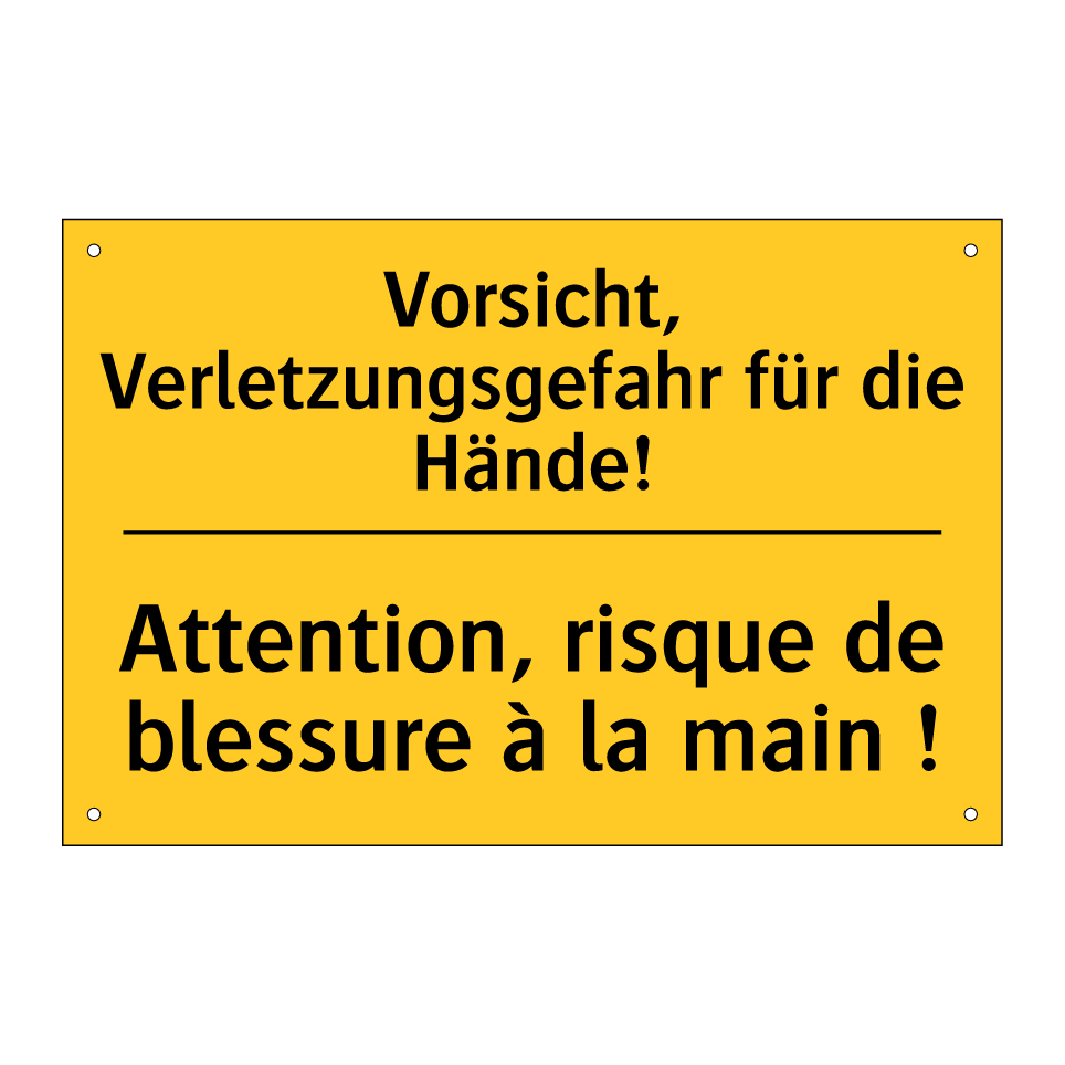 Vorsicht, Verletzungsgefahr für  /.../ - Attention, risque de blessure  /.../