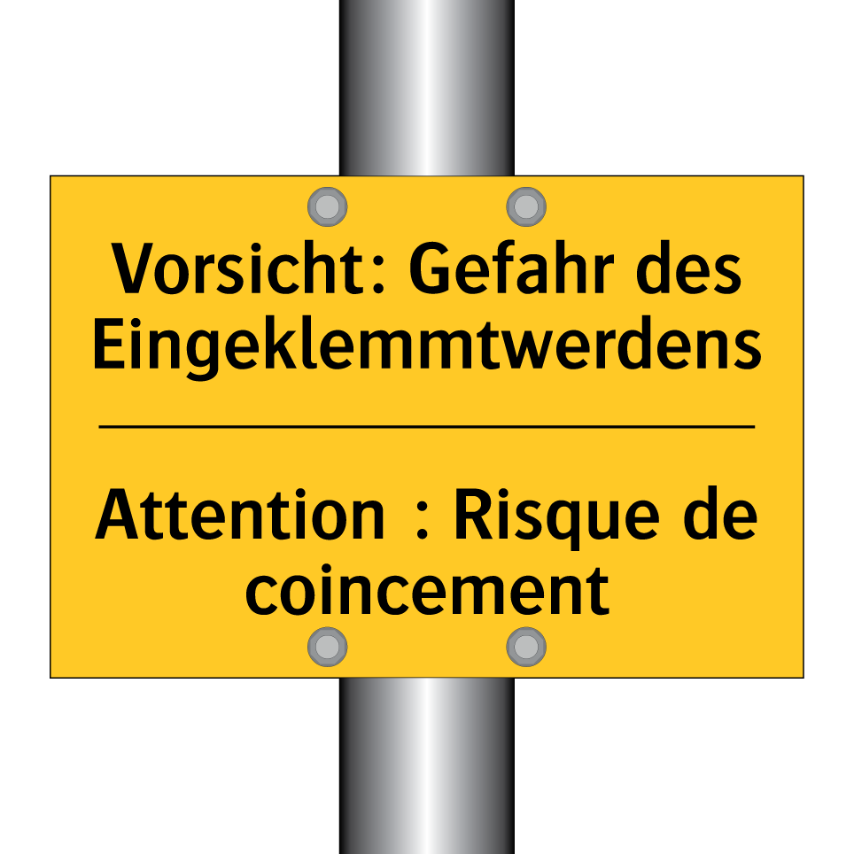 Vorsicht: Gefahr des Eingeklemmtwerdens /.../ - Attention : Risque de coincement /.../