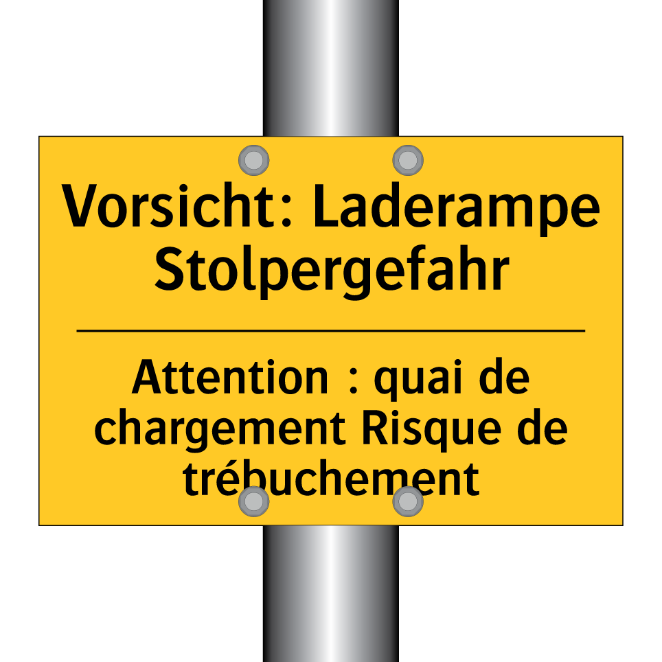 Vorsicht: Laderampe Stolpergefahr /.../ - Attention : quai de chargement  /.../