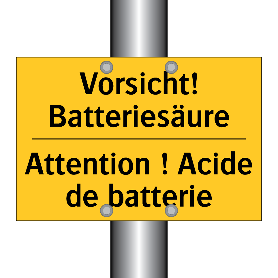 Vorsicht! Batteriesäure - Attention ! Acide de batterie