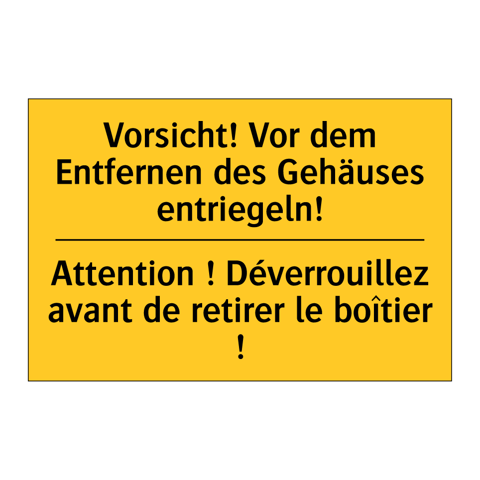 Vorsicht! Vor dem Entfernen des  /.../ - Attention ! Déverrouillez avant  /.../