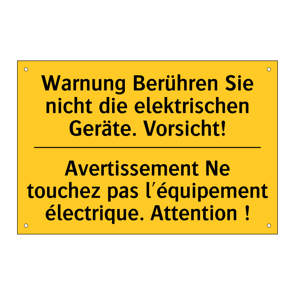 Warnung Berühren Sie nicht die  /.../ - Avertissement Ne touchez pas l'équipement  /.../