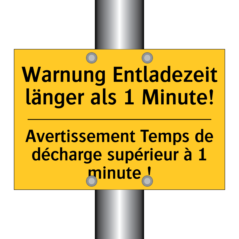 Warnung Entladezeit länger als  /.../ - Avertissement Temps de décharge  /.../