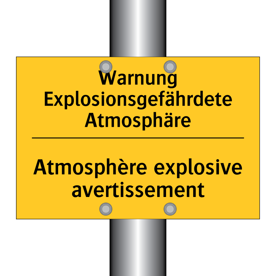 Warnung Explosionsgefährdete Atmosphäre /.../ - Atmosphère explosive avertissement /.../