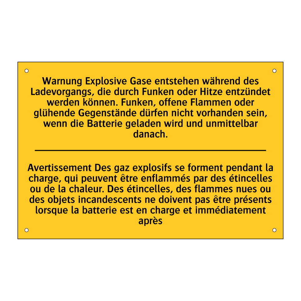 Warnung Explosive Gase entstehen  /.../ - Avertissement Des gaz explosifs  /.../