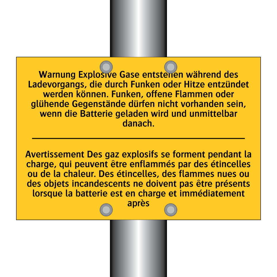 Warnung Explosive Gase entstehen  /.../ - Avertissement Des gaz explosifs  /.../