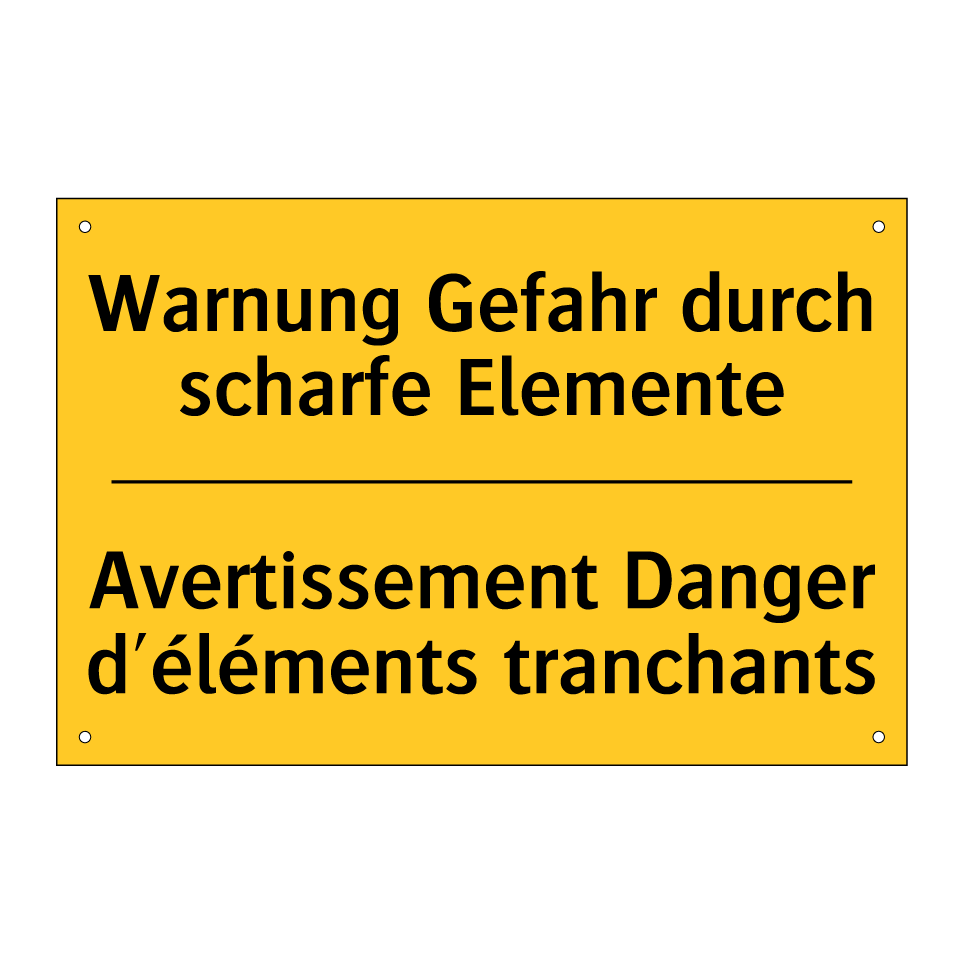 Warnung Gefahr durch scharfe Elemente /.../ - Avertissement Danger d'éléments  /.../