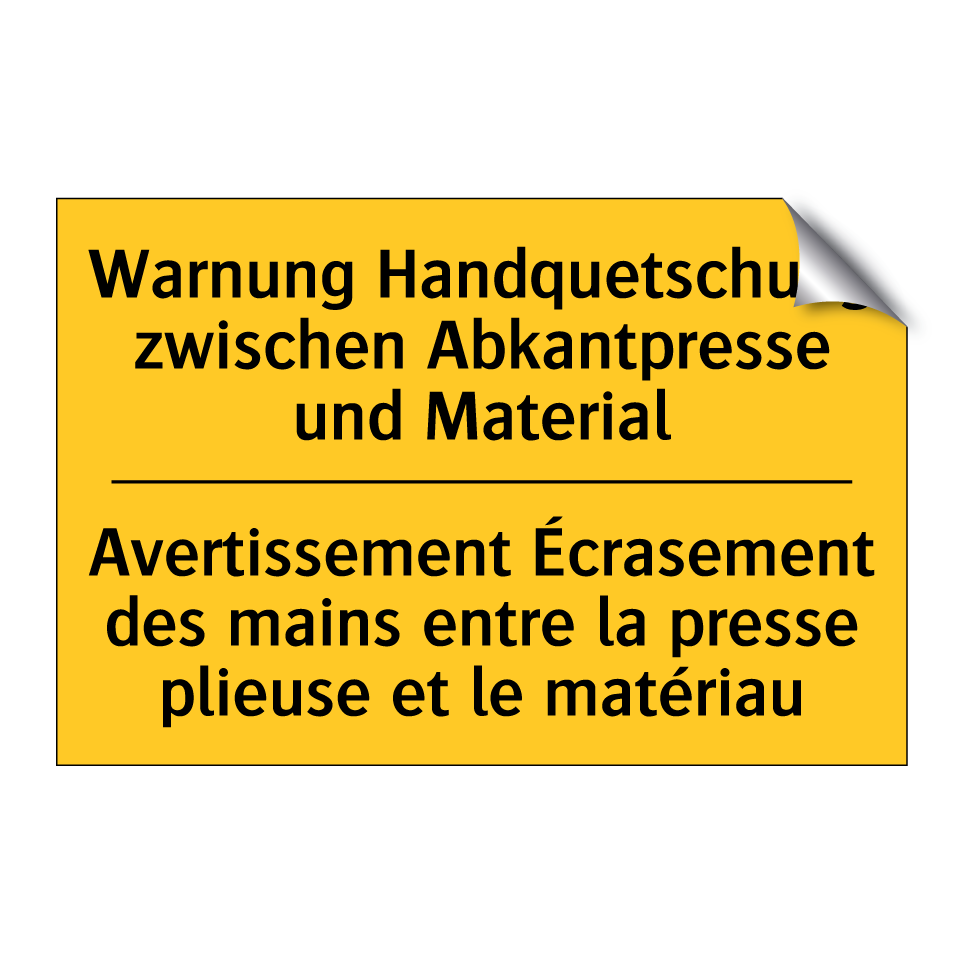 Warnung Handquetschung zwischen  /.../ - Avertissement Écrasement des mains  /.../