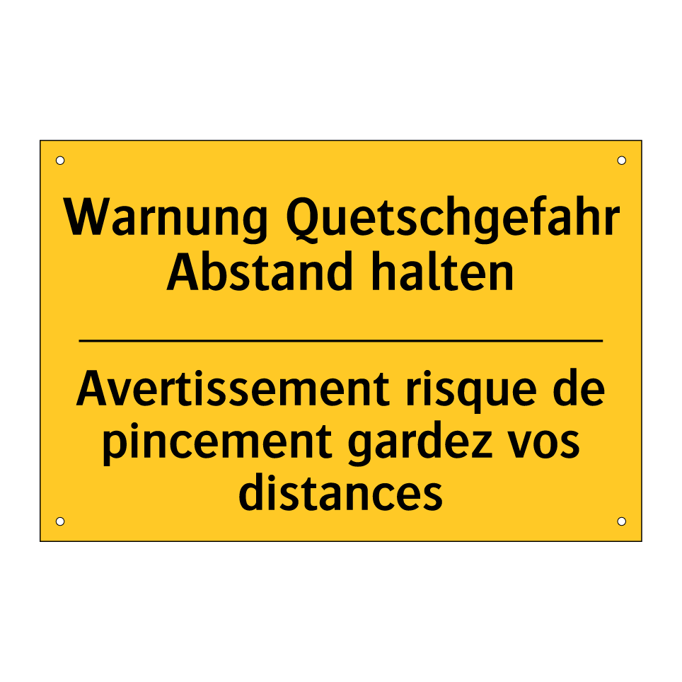 Warnung Quetschgefahr Abstand  /.../ - Avertissement risque de pincement  /.../