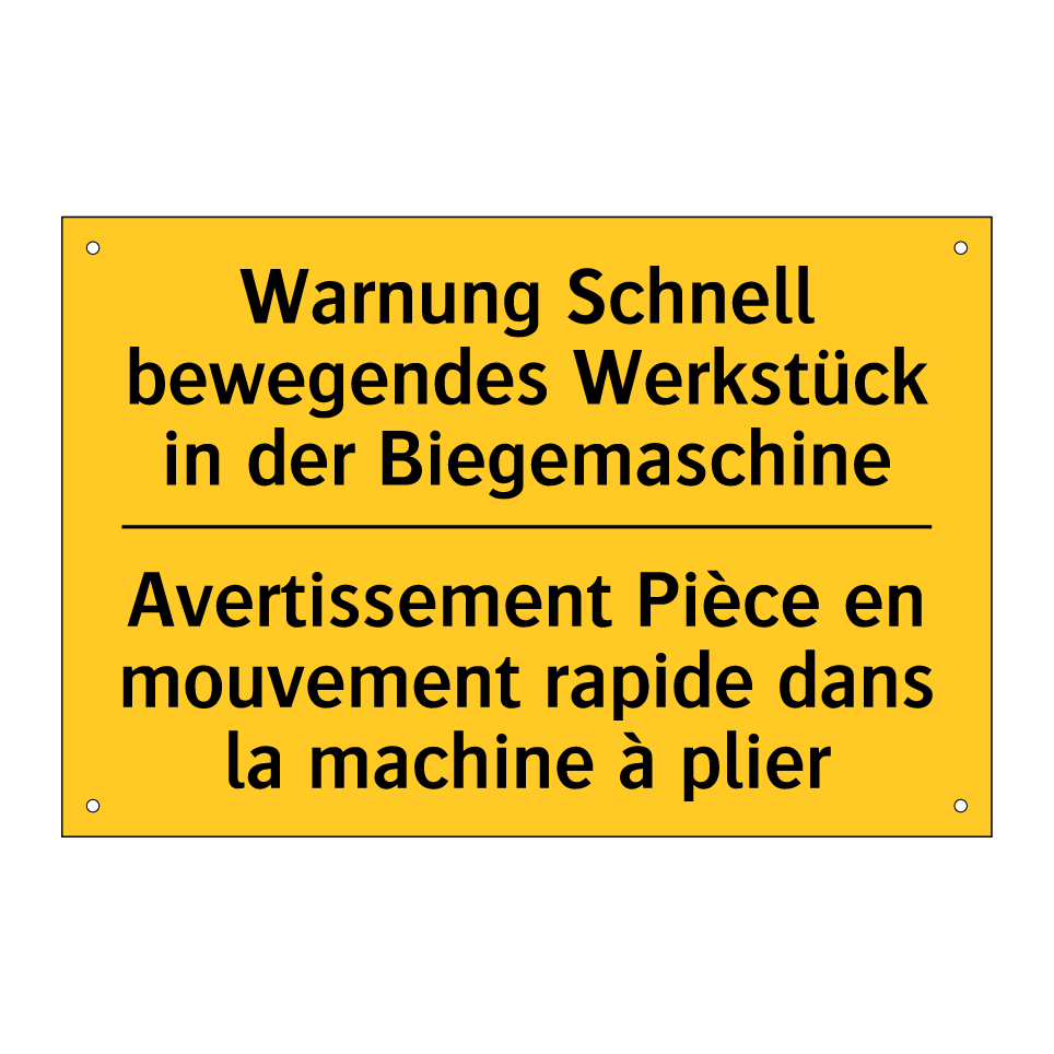 Warnung Schnell bewegendes Werkstück  /.../ - Avertissement Pièce en mouvement  /.../