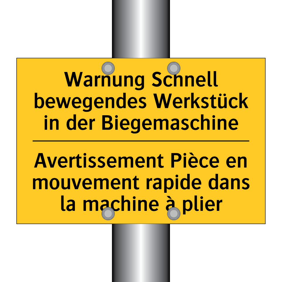 Warnung Schnell bewegendes Werkstück  /.../ - Avertissement Pièce en mouvement  /.../