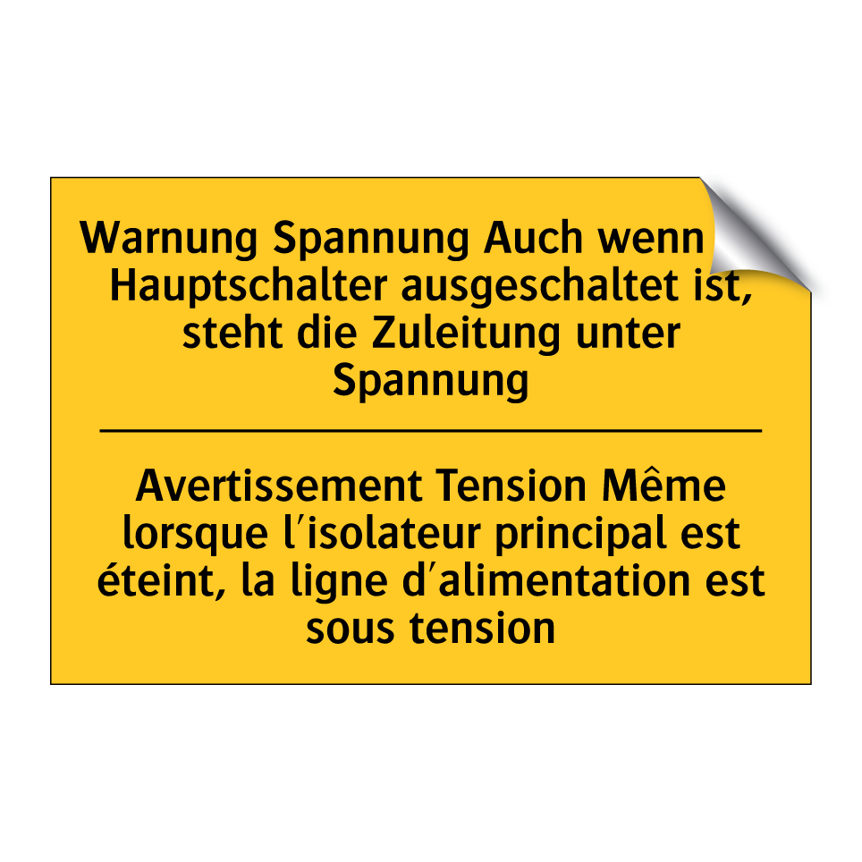 Warnung Spannung Auch wenn der  /.../ - Avertissement Tension Même lorsque  /.../