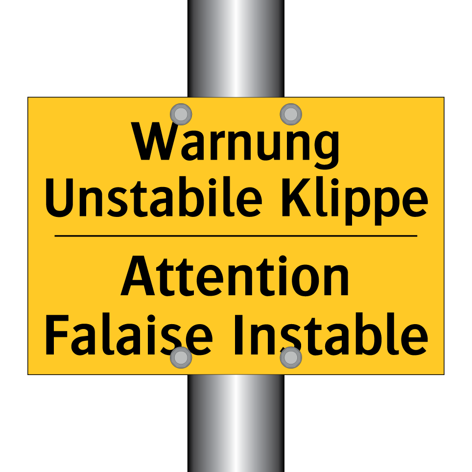Warnung Unstabile Klippe - Attention Falaise Instable