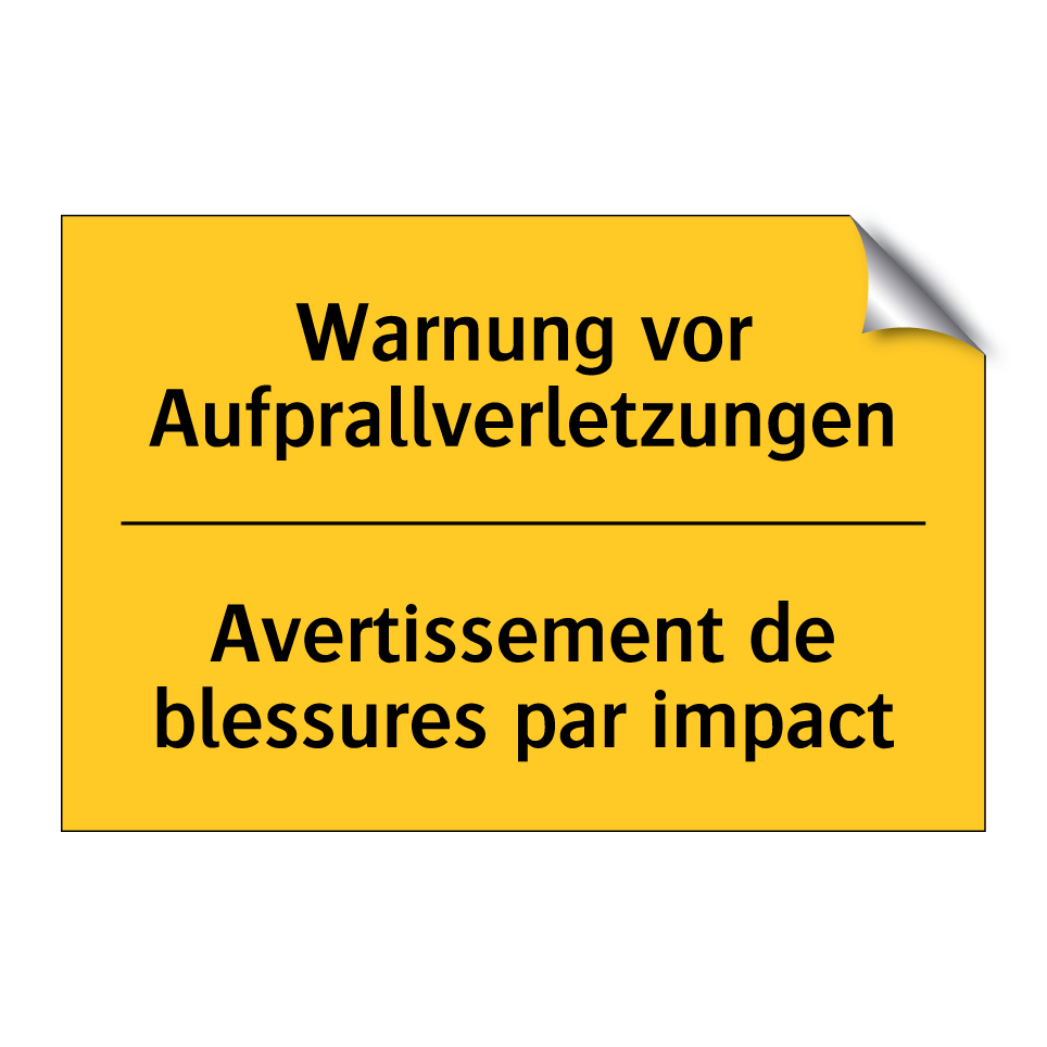 Warnung vor Aufprallverletzungen /.../ - Avertissement de blessures par  /.../